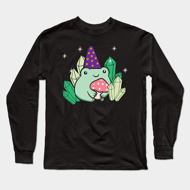 Cottagecore Aesthetic Kawaii Cute Frog Wizard Hat Long Sleeve T-Shirt by Alex21